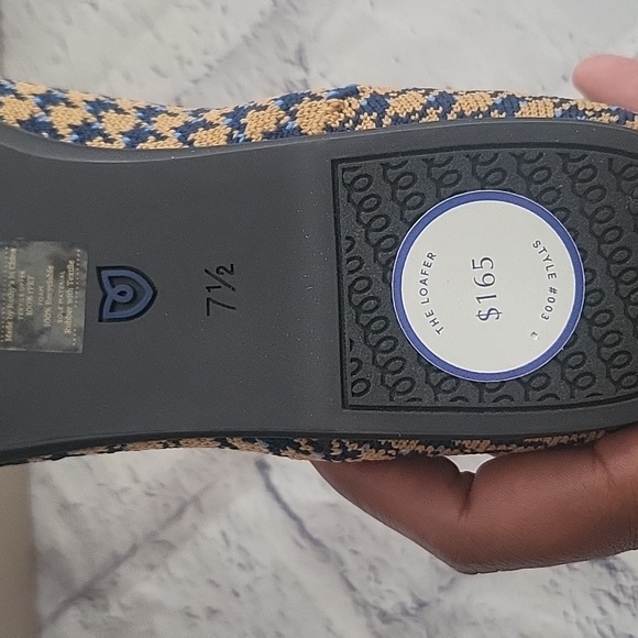 Rothy's Sapphire and Camel Houndstooth Loafer Shoes - Picture 5 of 5